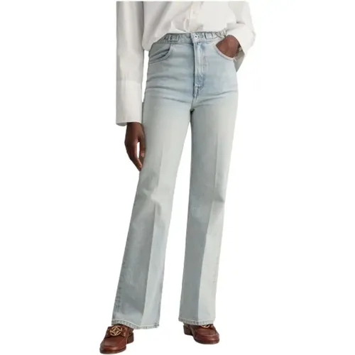 Hoch taillierte Flare Jeans in Indigo Waschung , Damen, Größe: W26 - Gant - Modalova