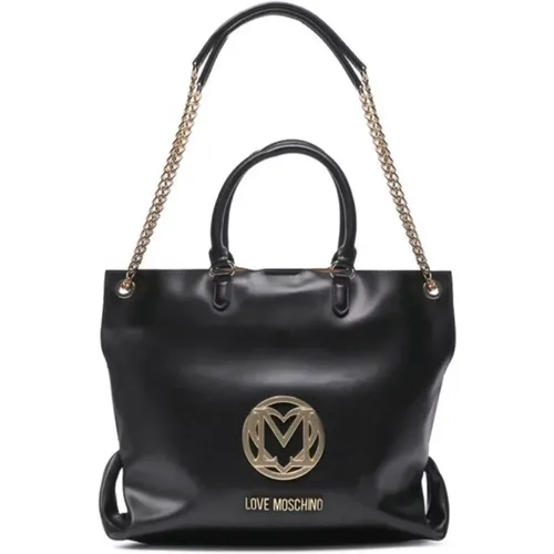 Shopping Bag with Magnetic Closure , female, Sizes: ONE SIZE - Moschino - Modalova