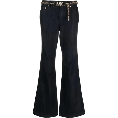 Indigo Rinse Flare Chain Belt Denim Jean , female, Sizes: M, 3XS, 2XS, XS, S - Michael Kors - Modalova