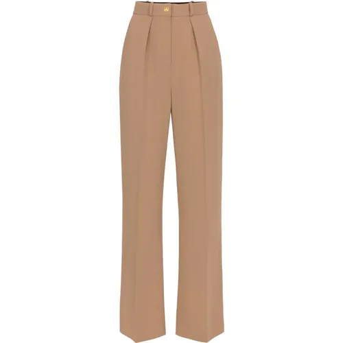 Stilvolle Hose für Frauen,Braune Hose mit Monogrammfutter,Braune Gerade Hose Elegant Herbst/Winter - Elisabetta Franchi - Modalova