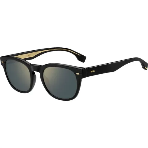 Black/ Blue Shaded Sunglasses, Horn/Blue Sunglasses - Hugo Boss - Modalova