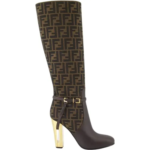 High Heel Stiefel mit FF Jacquard - Fendi - Modalova