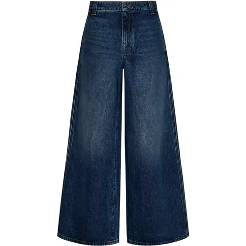 Wide Leg Jeans with Low Waist and Contrasting Topstitching , female, Sizes: W25, W27 - Khaite - Modalova