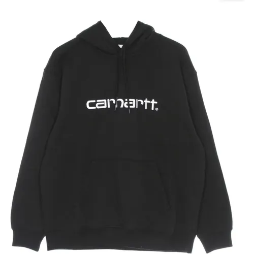 Schwarz/Weißer Kapuzenpullover mit Kängurutasche , Damen, Größe: L - Carhartt WIP - Modalova