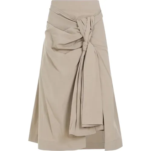 Sand Cotton Midi Skirt A-Line , female, Sizes: 2XS, S, XS - Bottega Veneta - Modalova