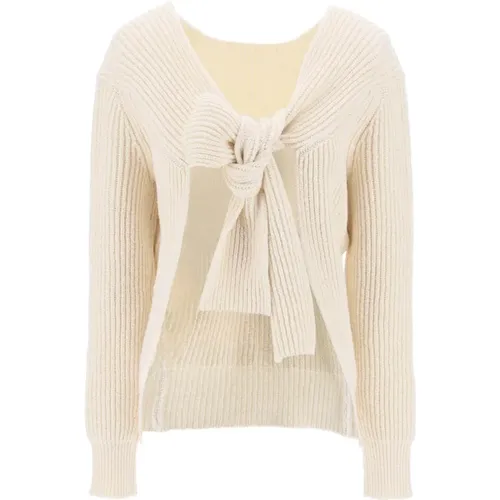 Ribbed Sweater With Tieable Closure , female, Sizes: S, XS - Jil Sander - Modalova