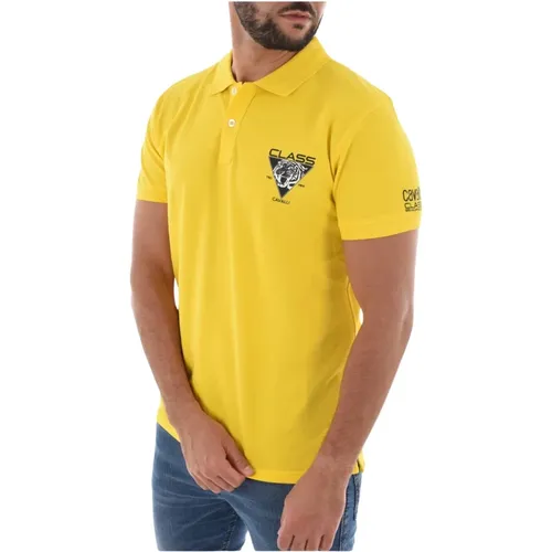 Gelbes Regular Polo Shirt 100% Baumwolle , Herren, Größe: XL - Cavalli Class - Modalova