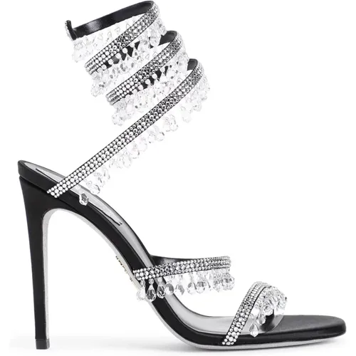 Schwarze Strass Sandalen Elegante Statement-Absätze - René Caovilla - Modalova