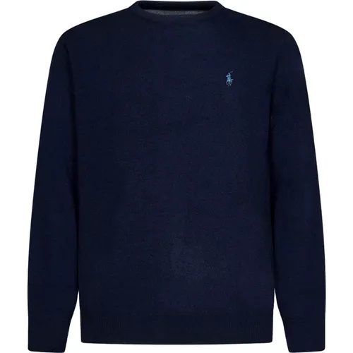 Blauer Wollpullover mit Pony-Stickerei , Herren, Größe: M - Polo Ralph Lauren - Modalova