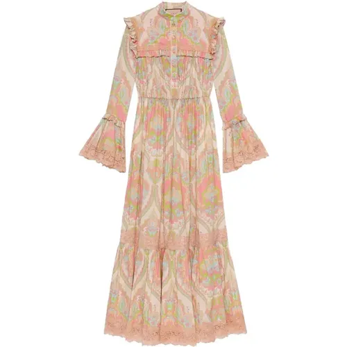 Pale Pink Floral Maxi Dress , female, Sizes: XS, 2XS - Gucci - Modalova