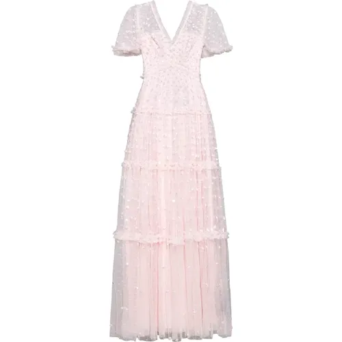 Sequin Tulle Dress with Ruffles , female, Sizes: M - Needle & Thread - Modalova