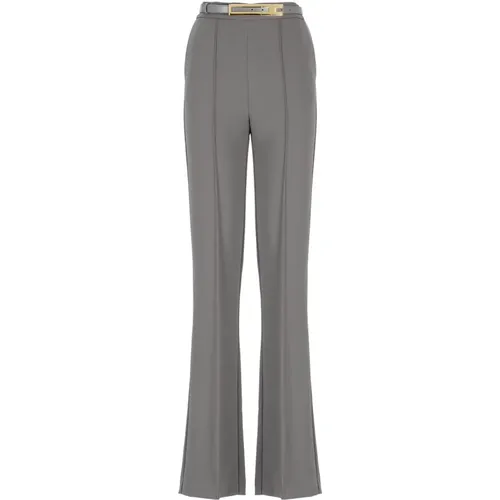Grey Side Zip Pants with Belt , female, Sizes: S, XS, L - Elisabetta Franchi - Modalova