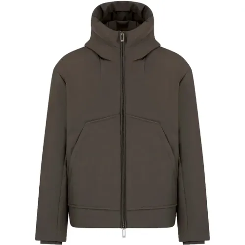 Nylon Down Coat Hooded , male, Sizes: M - Emporio Armani - Modalova