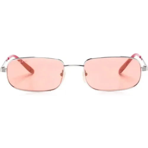 Eyewear Rectangular Frame Sunglasses Size: One, colour: Silver , female, Sizes: ONE SIZE - Gucci - Modalova