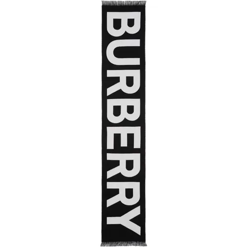 Schwarzer Logo Jacquard Wollschal - Burberry - Modalova