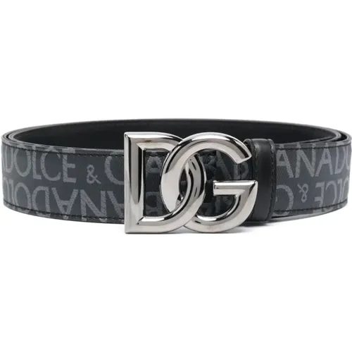 Jacquard Fabric Belt with DG Buckle , male, Sizes: 95 CM, 100 CM - Dolce & Gabbana - Modalova