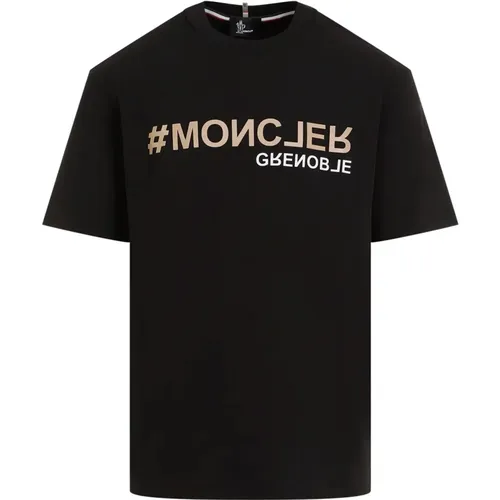 Schwarzes T-Shirt für Männer , Herren, Größe: L - Moncler - Modalova