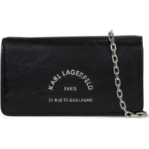 Schwarze Logo Silberne Pouch,St Guillaume Crossbody Tasche mit Magnetverschluss - Karl Lagerfeld - Modalova