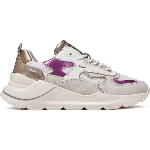 Sneakers with Shiny Fuchsia and Ivory Leather Details , female, Sizes: 6 UK - D.a.t.e. - Modalova