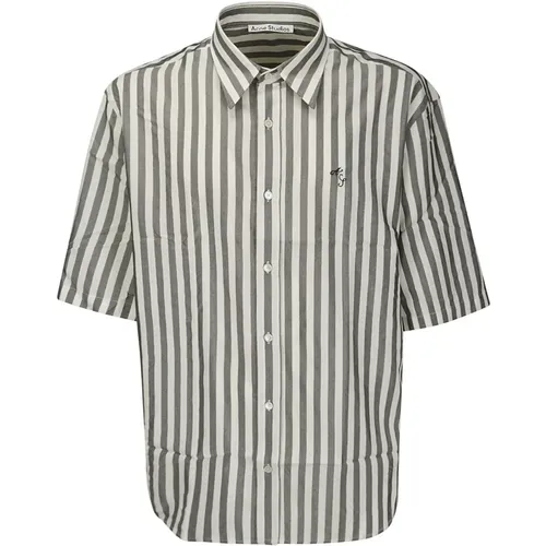 Short Sleeve Shirts,Gestreiftes Logo-besticktes Hemd - Acne Studios - Modalova