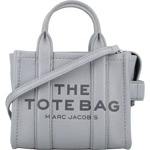 Wolf Grey Mini Tote Leather Bag , female, Sizes: ONE SIZE - Marc Jacobs - Modalova