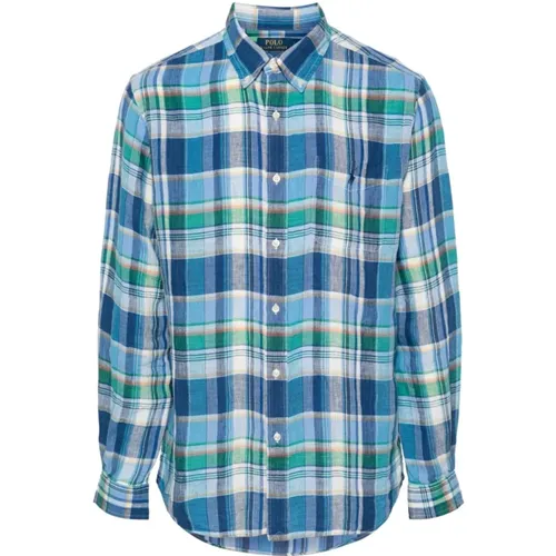 Checkered Linen Shirt for Men , male, Sizes: M, L - Polo Ralph Lauren - Modalova