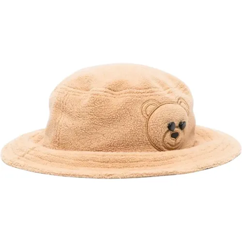 Cozy Teddy Bear Fleece Hat , female, Sizes: S - Moschino - Modalova