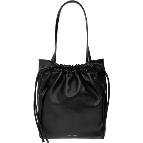 Schwarze Leder Einkaufstasche mit Zugband , Damen, Größe: ONE Size - Proenza Schouler - Modalova
