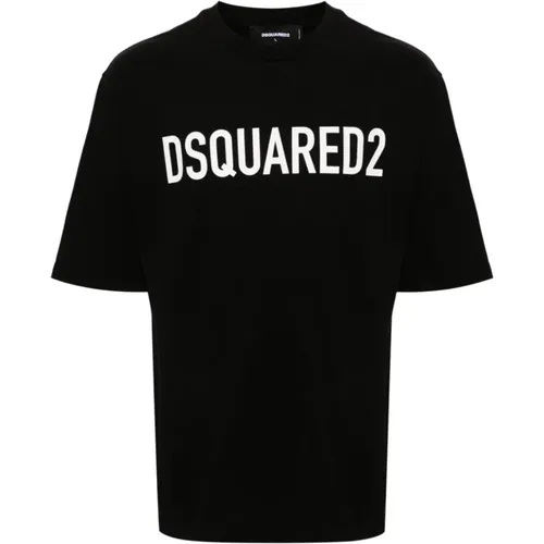 Schwarzes Logo Print T-shirt,Schwarzes Logo Print Jersey T-shirt - Dsquared2 - Modalova