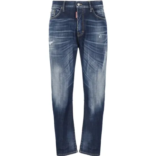 Blaue Ripped Jeans mit Logo-Patch , Herren, Größe: M - Dsquared2 - Modalova