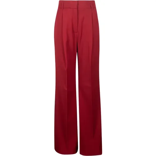 Bordeaux Wool Crepe High-Waisted Trousers , female, Sizes: L, S - Max Mara Studio - Modalova