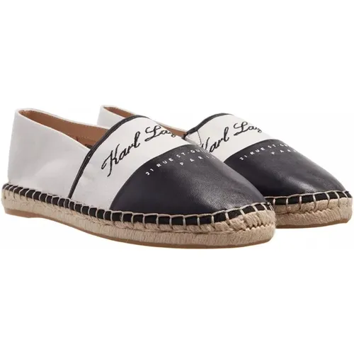 Canvas Slip-On Schuhe Weiß Schwarz , Damen, Größe: 38 EU - Karl Lagerfeld - Modalova