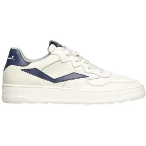 Dust-Navy Leather Sneakers for Men , male, Sizes: 9 UK - Voile blanche - Modalova