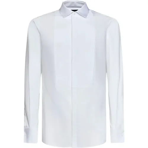 Weißes Baumwollhemd mit Plastron-Detail , Herren, Größe: L - Dsquared2 - Modalova