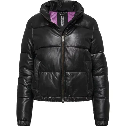 Quilted Leather Jacket Elly , female, Sizes: S - BomBoogie - Modalova