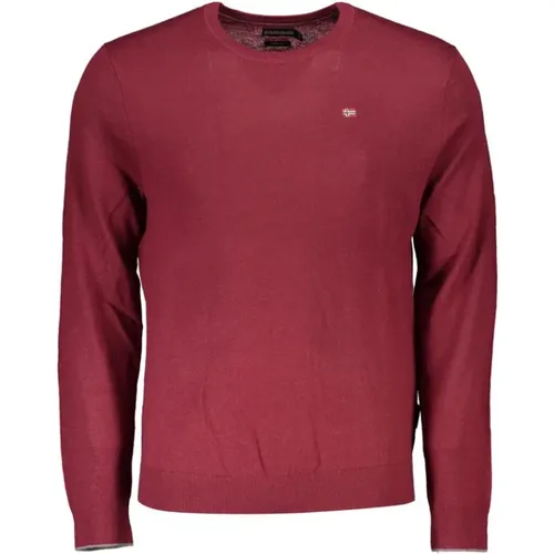 Eleganter rosa Pullover mit Rundhalsausschnitt , Herren, Größe: M - Napapijri - Modalova