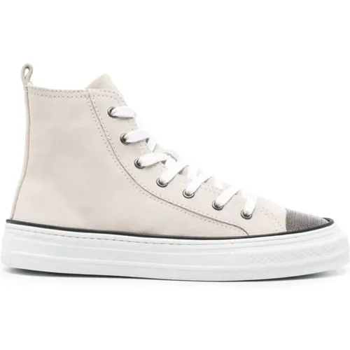 Embellished High-Top Sneakers , female, Sizes: 8 UK, 7 UK, 4 UK, 6 UK - BRUNELLO CUCINELLI - Modalova