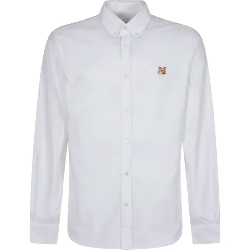Classic Button Down Shirt with Institutional Fox H , male, Sizes: L, M, XL, 2XL - Maison Kitsuné - Modalova