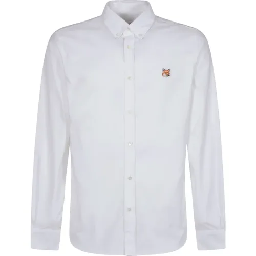 Classic Button Down Shirt with Institutional Fox H , male, Sizes: L, M, XL, S - Maison Kitsuné - Modalova