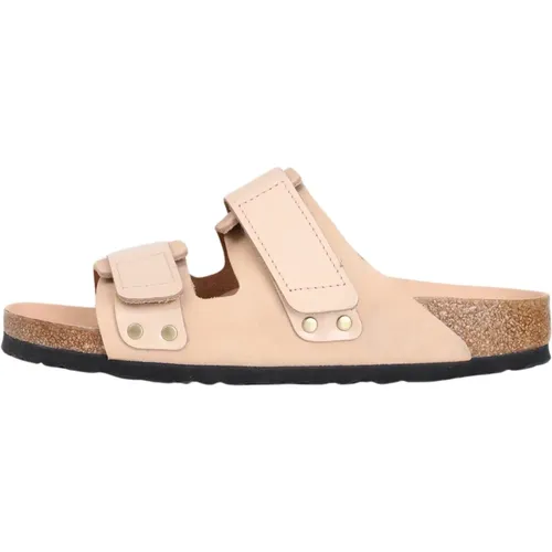 Rosa Wildleder Doppelriemen Sandalen , Damen, Größe: 38 EU - Birkenstock - Modalova