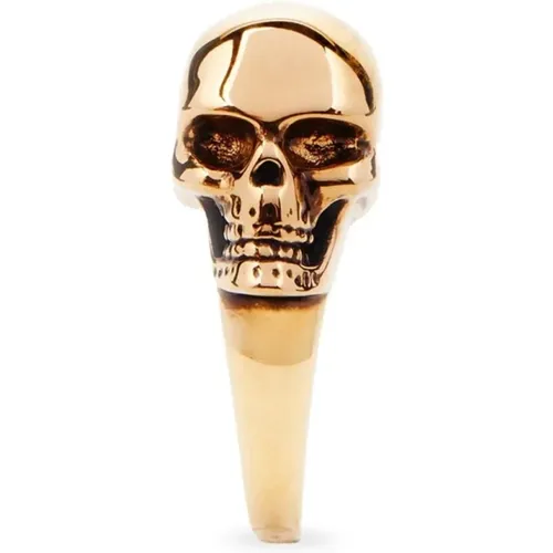 Golden Side Skull Ring , female, Sizes: 52 MM - alexander mcqueen - Modalova