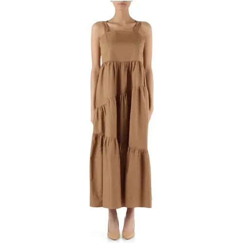 Cotton Square Neck Long Dress , female, Sizes: L, XL, 2XL - Boss - Modalova