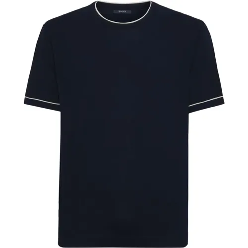 Baumwoll-Crêpe-Strick T-Shirt , Herren, Größe: M - Boggi Milano - Modalova
