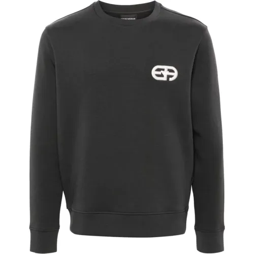 Logo Embroidered Crew Neck Sweatshirt , male, Sizes: 2XL, S, L, M, XL - Emporio Armani - Modalova