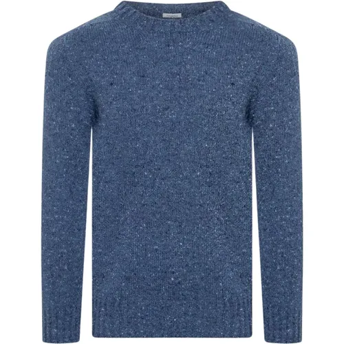 Blaue Pullover Melange Gerader Saum , Herren, Größe: 2XL - Malo - Modalova