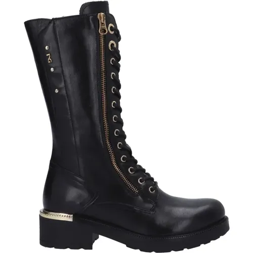 Leather Lace-Up Boot , female, Sizes: 5 UK - Nerogiardini - Modalova