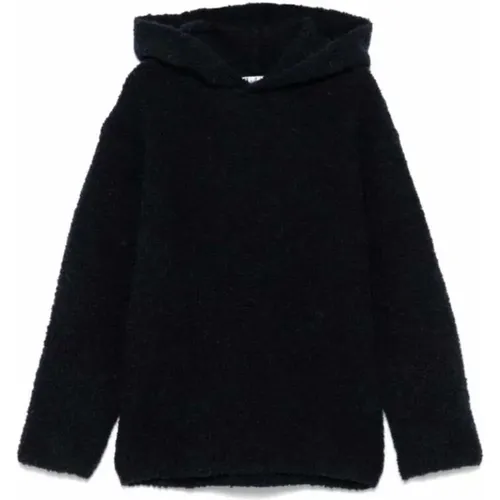 Navy Blauer Bouclé Kapuzenpullover - Il Gufo - Modalova