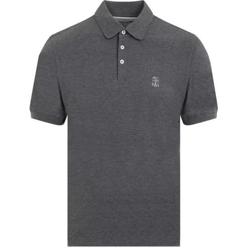 Perlen Polo Shirt , Herren, Größe: M - BRUNELLO CUCINELLI - Modalova