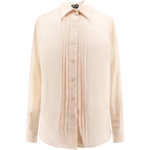 Silk Shirt Pointed Collar , female, Sizes: XS, S - Tom Ford - Modalova