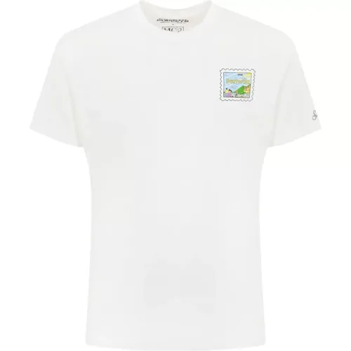 Portofino Heart Print Cotton T-shirt , male, Sizes: S - MC2 Saint Barth - Modalova